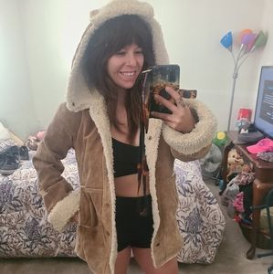 Vintage leather and shearling coat